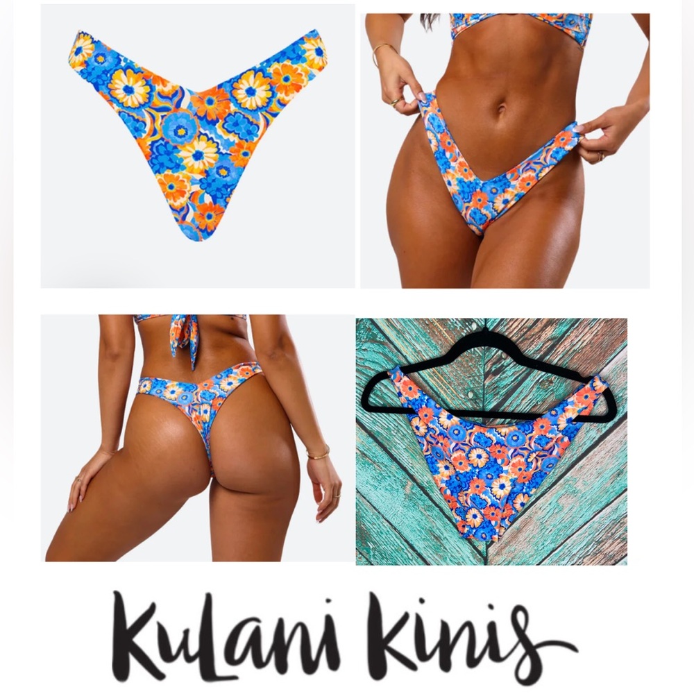 Kulani Kinis Blue Orange Floral Bikini Bottom